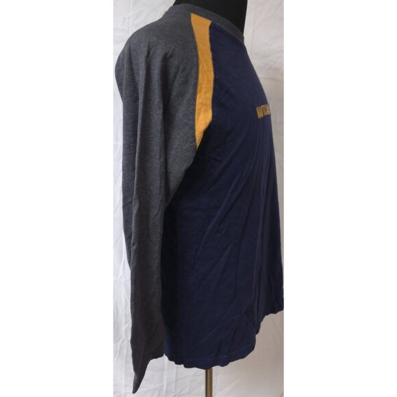 Nautica Jeans Co Mens M Blue Grey Yellow Logo Long Sleeve Heavy Spellout T-Shirt - Picture 8 of 13